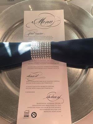 The couple made charitable donations in lieu of spending money on wedding favors. 