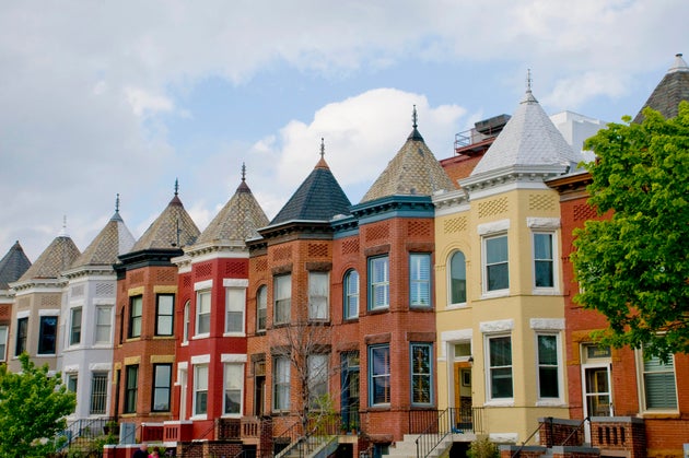A block of rowhouses in