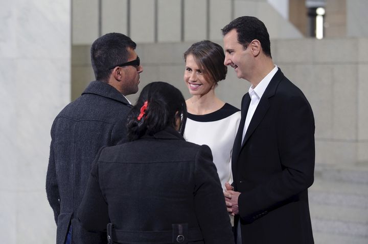 Syrian President Bashar Assad and first lady Asma Assad in Damascus on March 21, 2016.