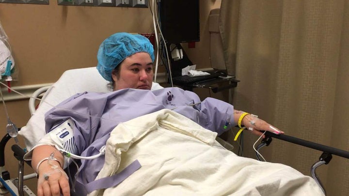 <p>An emotional me waiting to enter the operating room for my removal surgery.</p>