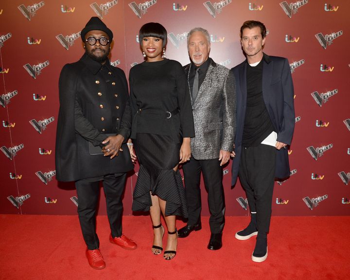 <strong>'The Voice UK' coaches Will.Iam, Jennifer Hudson, Tom Jones and Gavin Rossdale</strong>