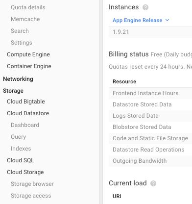 Google’s App Engine console after — modern, tiny, and pallid