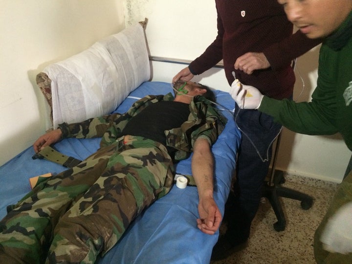 A Kurdish Peshmerga fighter recovers on Feb. 11, 2016 after being injured in a reported chemical weapons attack.