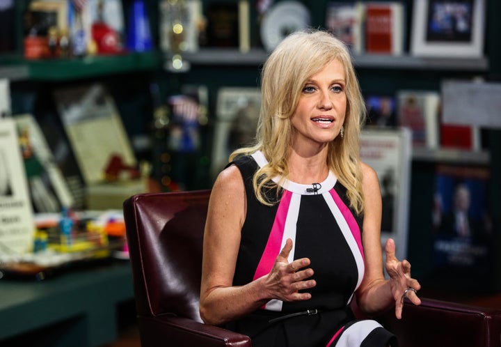 Kellyanne Conway, president and chief executive officer of Polling Co. Inc./Woman Trend, speaks during an interview on 'With All Due Respect' in New York, U.S., on Tuesday, July 5, 2016.