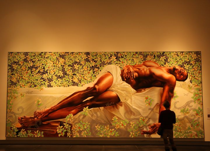 Kehinde Wiley’s Sleep measures 11’ x 25’ as part of the 30 Americans exhibit at Tacoma Art Museum in Tacoma, Washington