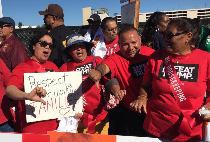 Protesters with Coalition for Humane Immigrant Rights of Los Angeles Action Fund demonstrate during Wednesday's event.