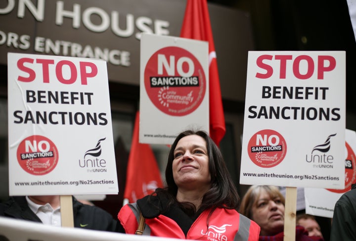 Protestors outside the DWP