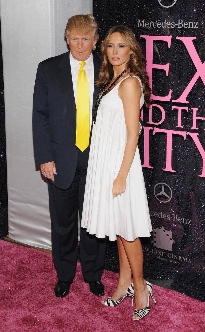 Donald Trump and Melania Trump attend the 'Sex And The City' premiere at Radio City Music Hall on May 27, 2008 in New York Ci