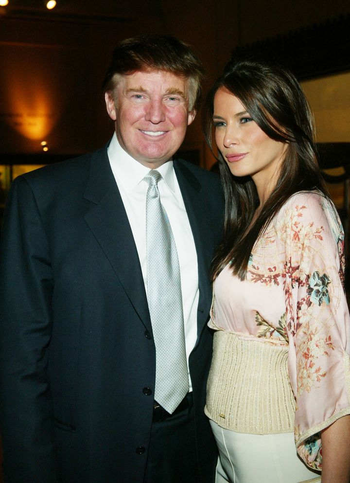 Donald Trump and girlfriend Melania Knauss attend HBO'S 'Sex and The City' season premiere screening after-party at the American Museum of Natural History June 18, 2003 in New York City.