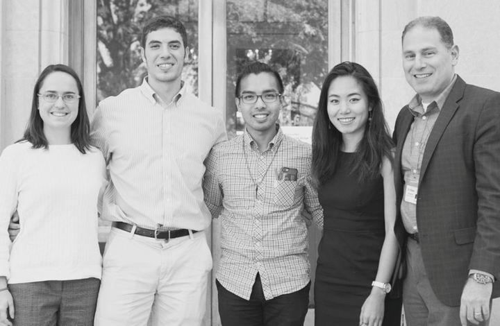 The 2016-2017 Health for America (HFA) at MedStar Health fellows at a site visit in Nemours/Dupont Hospital; from left: HFA fellows Katia Vlasova, Michael Mezher, King John Pascual, and Stephanie Guang with Dr. Paul Rosen of Nemours
