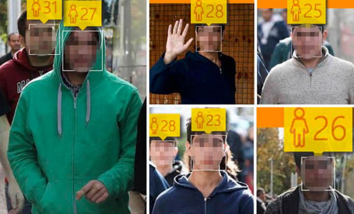 Pictures of the refugees were used by many publications to estimate ages through computer software (Pixelation by HuffPost UK)