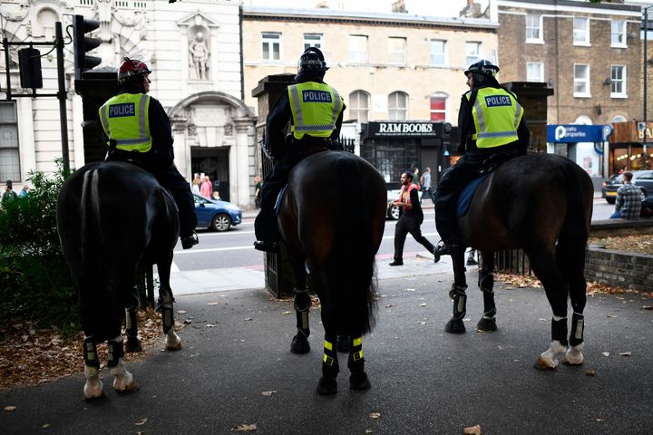 Police officers seen before a Champion's league match in London. 