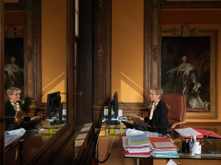 First President of the Court of Appeal in Douai, Dominique Lottin. The painting is of Louis XV. (France, March 2012.)