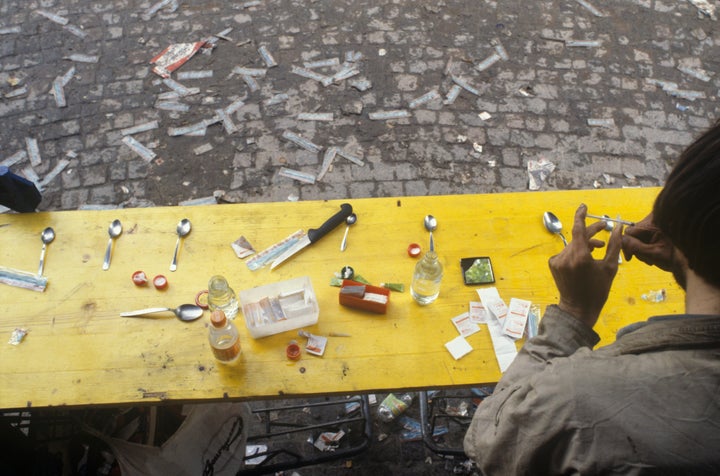 Platzspitz Park - 'Needle Park' - in Zurich in 1990