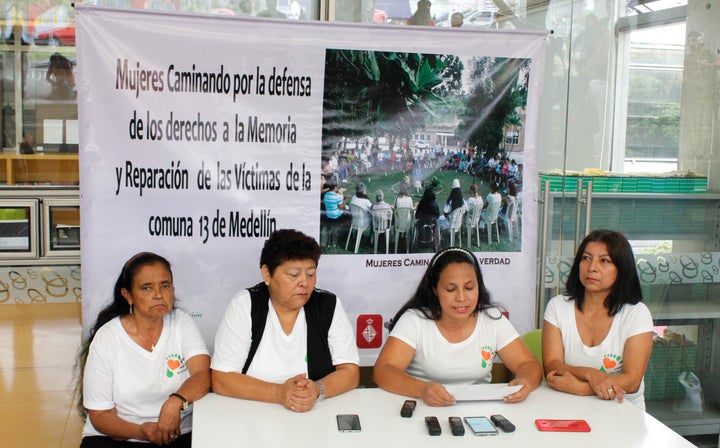 Members of the Women Walking for Truth at a press conference for the 14th anniversary of Operation Orion.