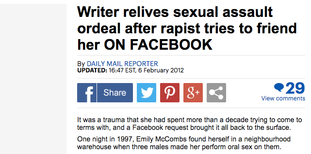 The headline the Daily Mail used when it picked up my story.