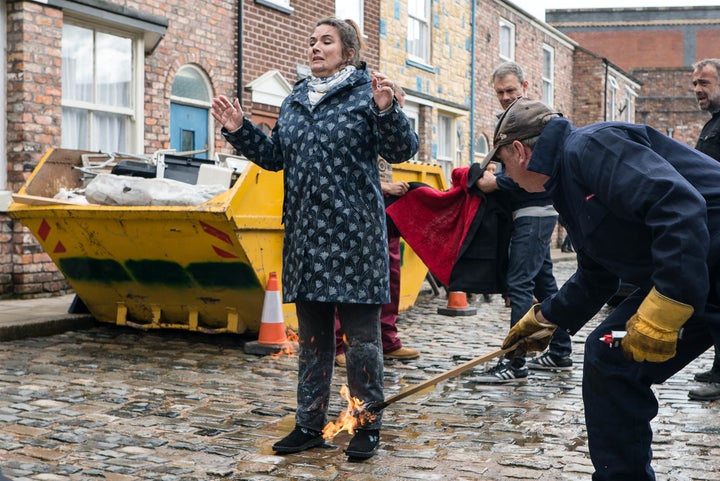 <strong>Debbie wore an extra layer of fireproof clothing</strong>