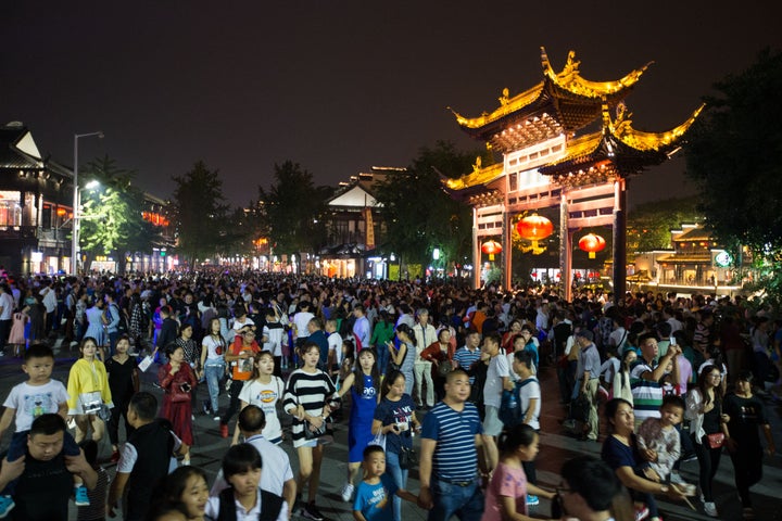 Tourists visit Nanjing Confucius Temple on the fifth day of National Day Holiday on October 5, 2016 in Nanjing, Jiangsu Province of China.