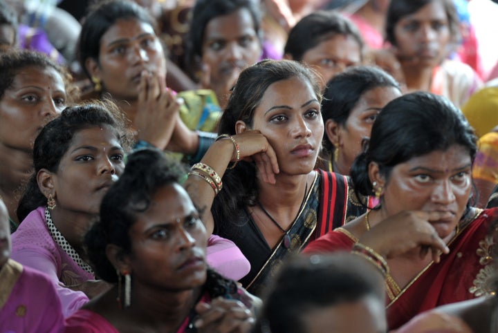 Indian transgender activists take part in a protest against the Protection of Rights Bill 2016 in Hyderabad on Aug. 26.