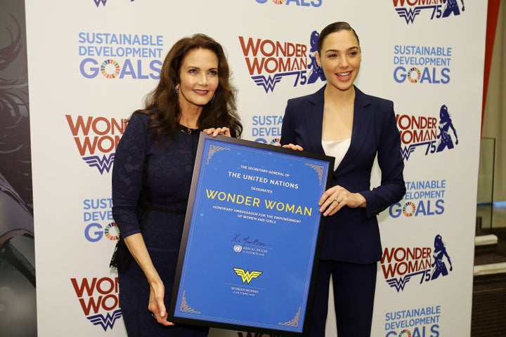 Lynda Carter, Gal Gadot accept announcement of Wonder Woman as UN Ambassador of Empowerment