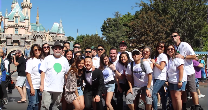 Friends and family made the trek to Disneyland for the proposal. 