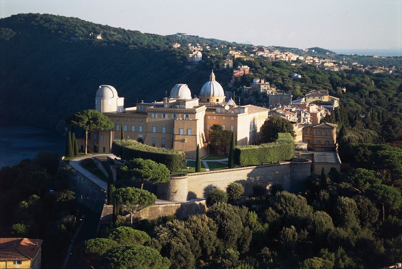 An aerial view of the papal palace of Castel Gandolfo in Lazio, Italy.