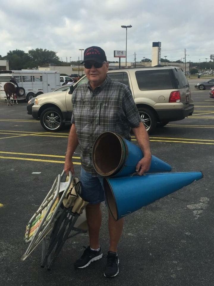 Gary Balch playing manager for the "OC's" (Original Chaps) during the homecoming parade.