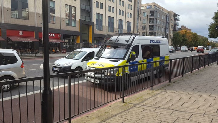 Video grab of police on Holloway Road, north London, where a 19-year-old man has been arrested.