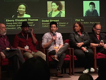(From left to right) Henry Jenkins, Nakul Dev Mahajan, Phil Yu, Dodai Stewart, Javier Grillo-Marxuach