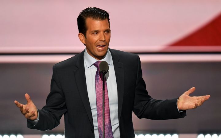 Donald Trump Jr. speaks on the second day of the Republican National Convention in Cleveland on July 19, 2016.