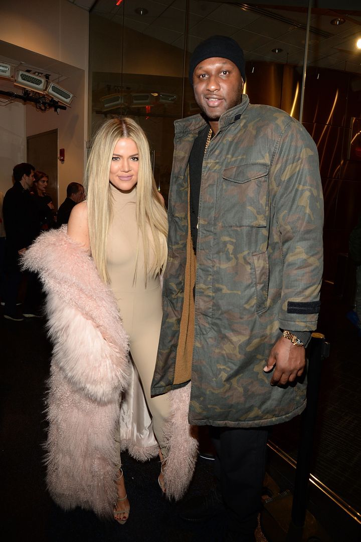Khloe Kardashian and Lamar Odom at the Yeezy Season 3 presentation in New York, Feb. 11, 2016. 