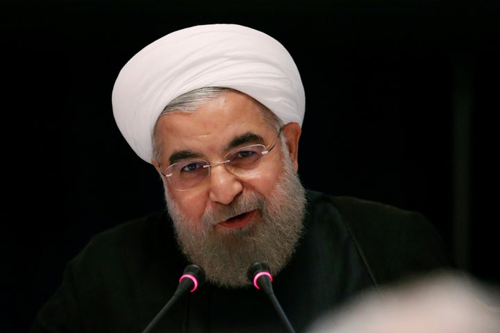 Iranian President Hassan Rouhani speaks at a news conference near the United Nations General Assembly in the Manhattan boroug