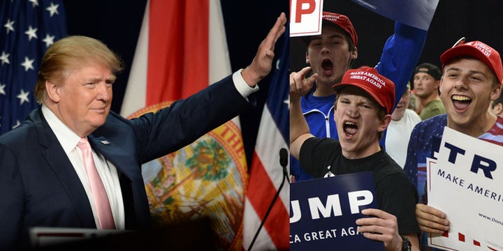 Right: Trump supporters in Altoona, Pa.