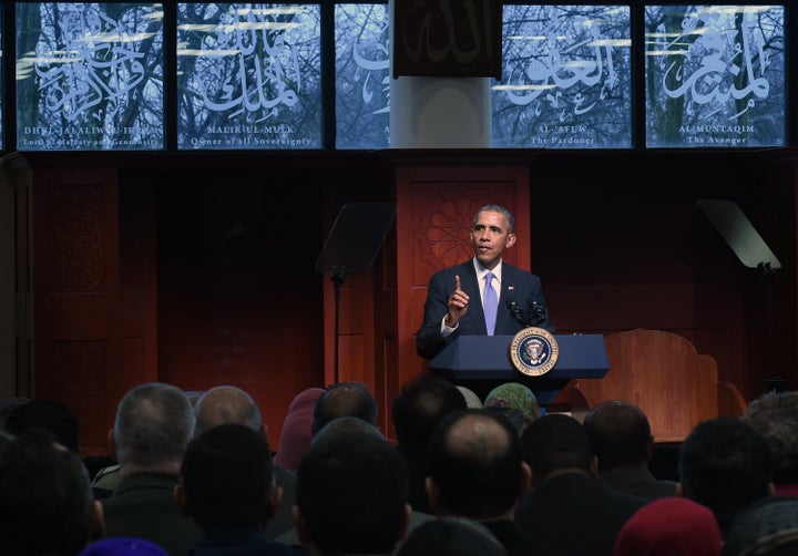 President Barack Obama visits the Islamic Society of Baltimore on Wednesday, Feb. 3, 2016. 