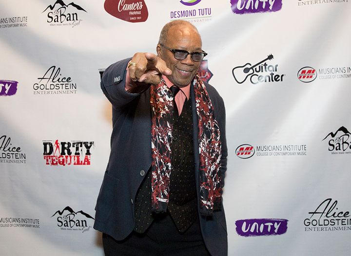 Quincy Jones arrives to the Saban Theatre for UNITY: The Desmond Tutu Tribute Concert