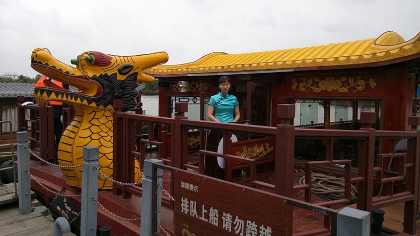 Dragon boats cruise the Grand Canal