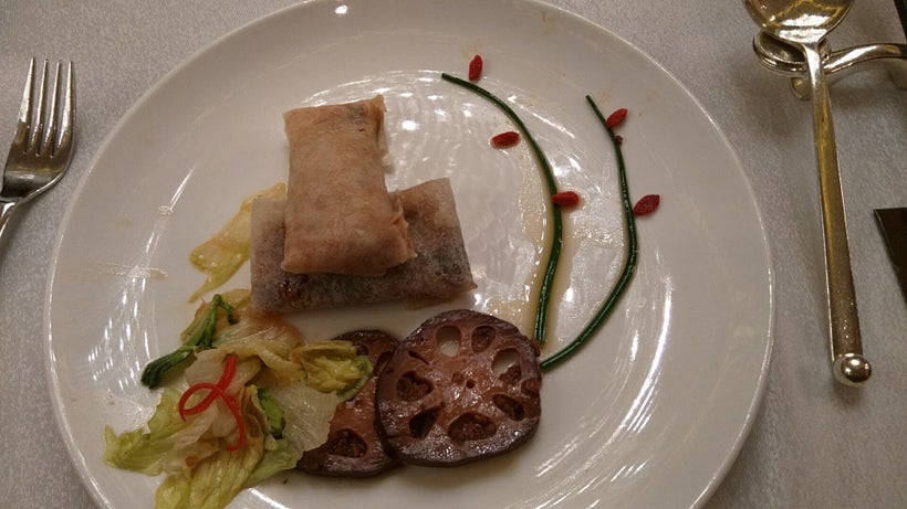 Lotus blossom with duck rolls