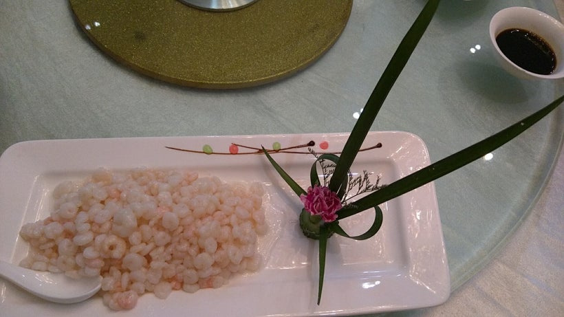 Tiny shrimp in an elegant presentation