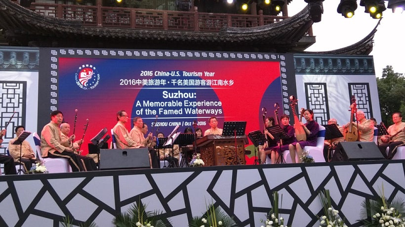 Music by an orchestra started the program