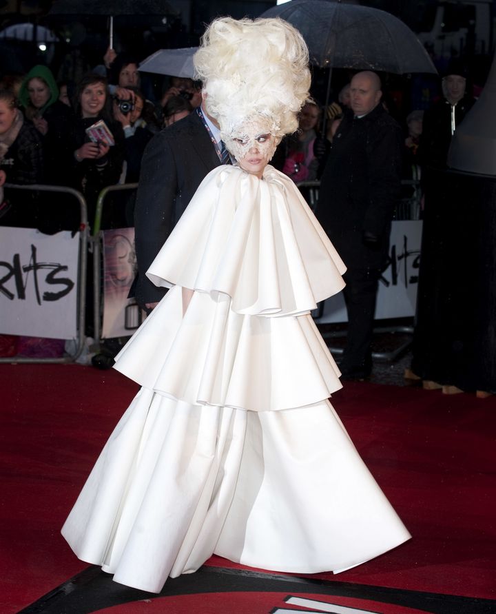 Lady Gaga arriving for the 2010 Brit Awards.
