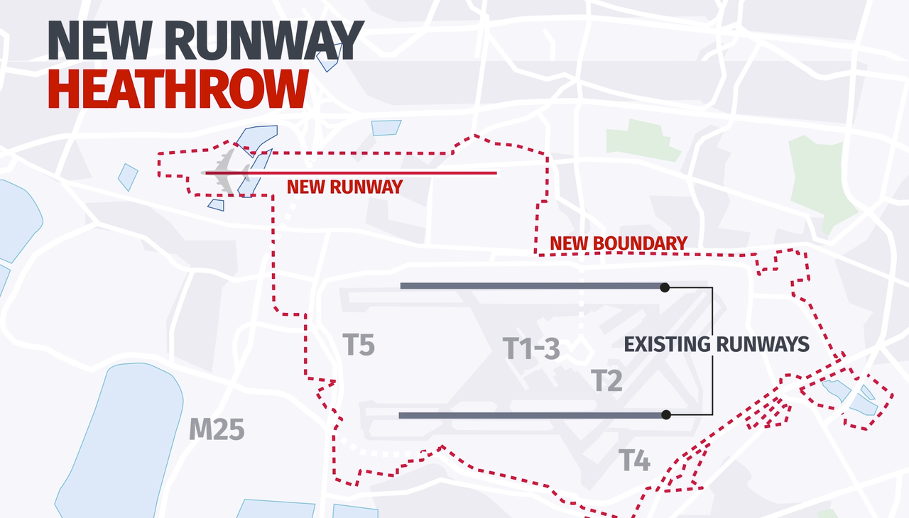 How the new runway may sit alongside Heathrow's existing runway