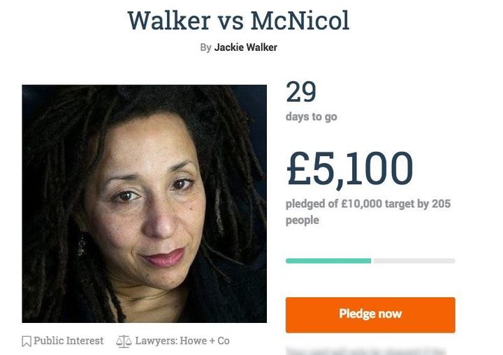 The Crowdjustice shows Walker has raised over £5,000