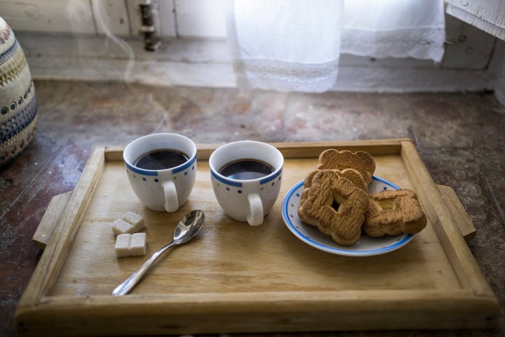 Biscuits and coffee.