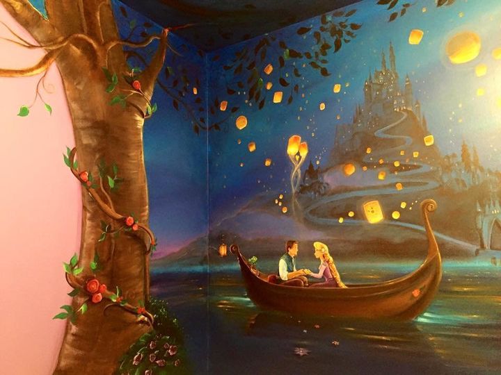 It took Jennifer Treece 60 hours to complete a "Tangled" mural for her daughter.