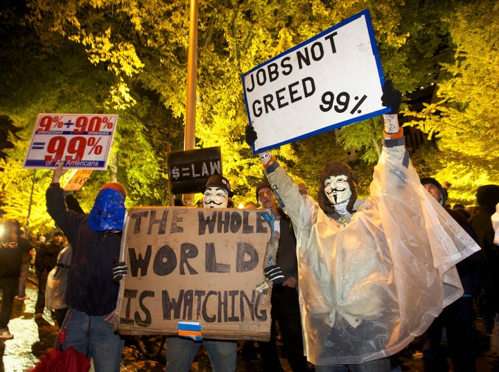 Occupy Wall Street protesters demonstrate in Portland, Oregon, on Nov. 13, 2011. Nearly five years later, the city government is taking on executive pay.