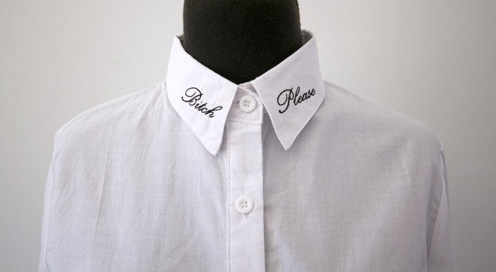 Bitch Please Embroidered Collar Tips Shirt Blouse, $45, Etsy