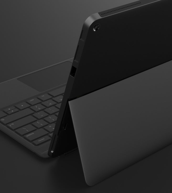 <p>Back of the Eve V with Kickstand and Keyboard</p>