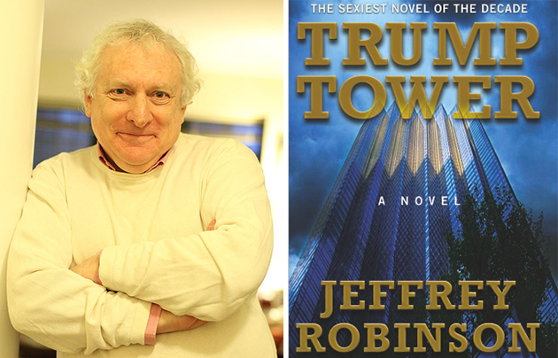 Jeffrey Robinson and the published version of <em>Trump Tower</em>.
