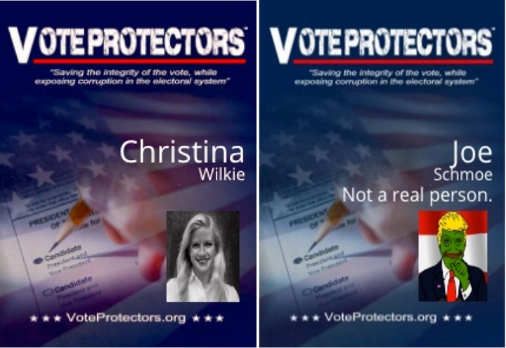 HuffPost created these two badges using the Vote Protectors online I.D. Badge Generator