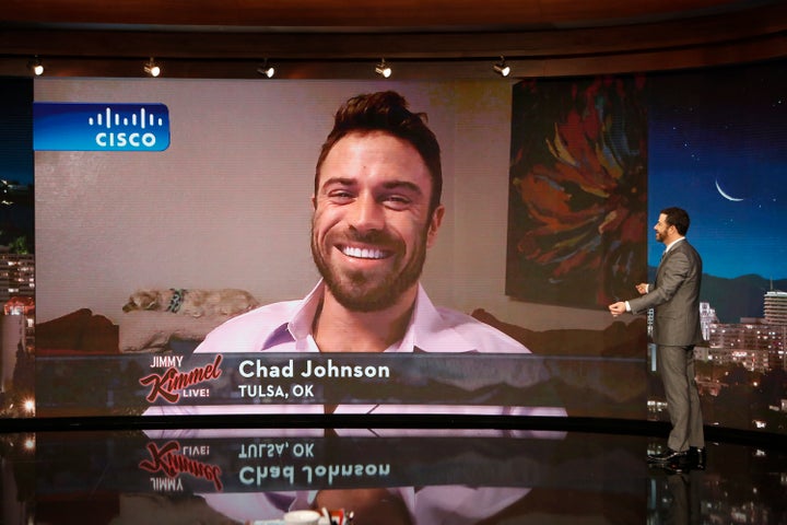After his "Bachelorette" stint, which featured a shoving match and threats of violence, Chad was invited on "Jimmy Kimmel Liv